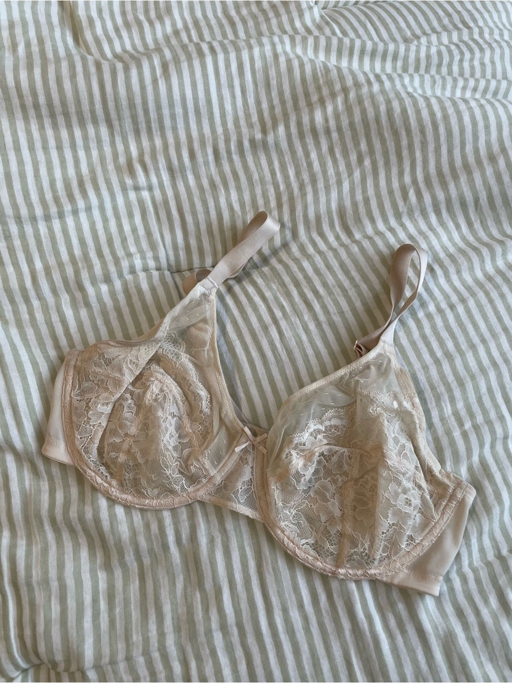 HSIA Enchante Unlined Non Padded Lace Underwire Bra Size 36D Cream